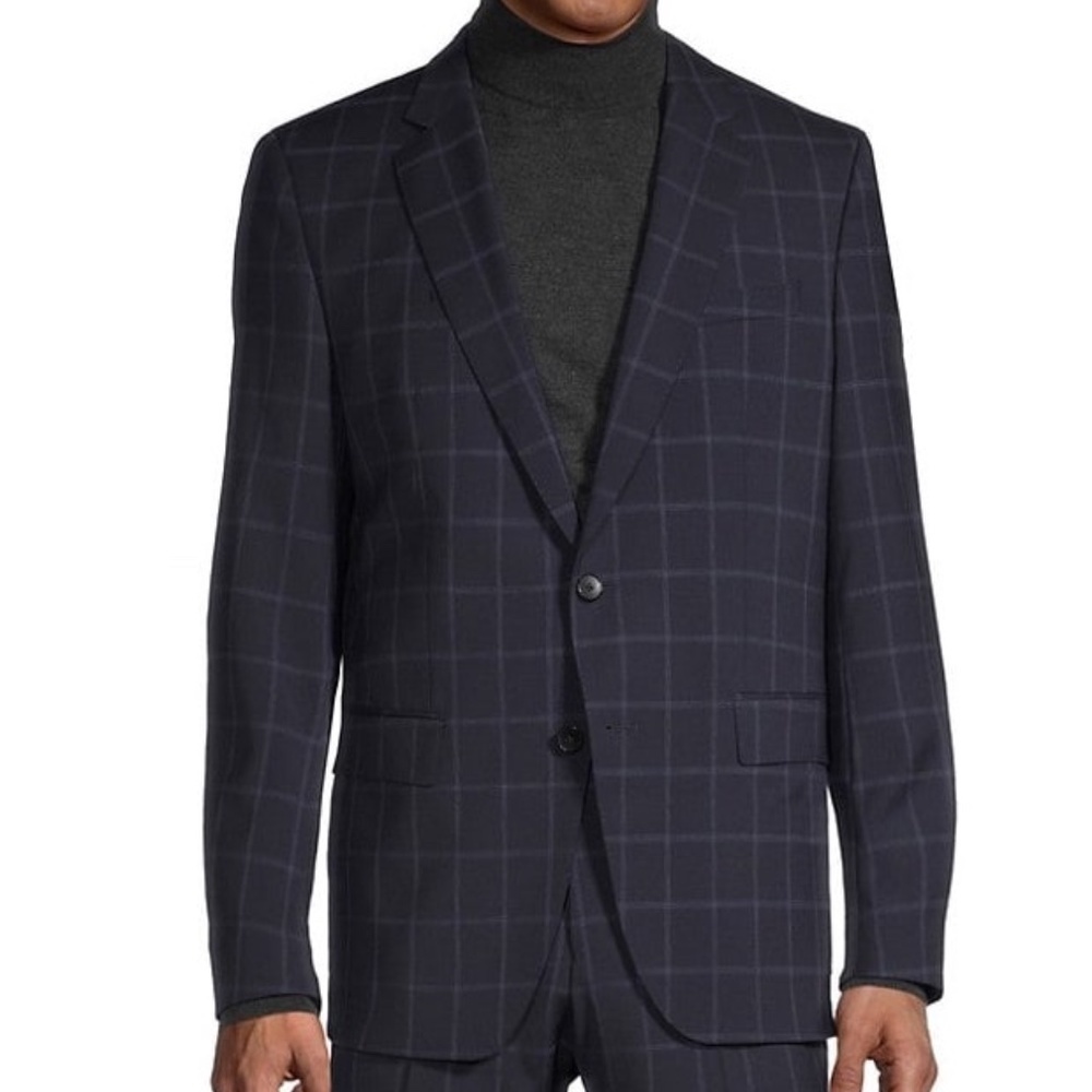 SAKS Fifth Avenue Navy Check Blazer - Size 40R